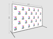 заказать печать Пресс волл 200х400 см. (конструкция + баннер с печатью 720 dpi)